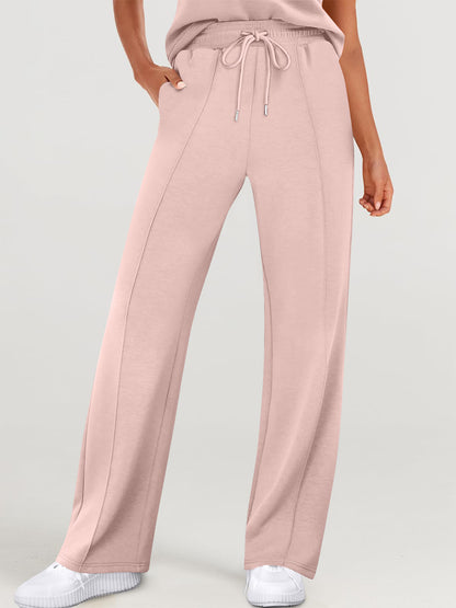 Round Neck Top and Drawstring Pants Set