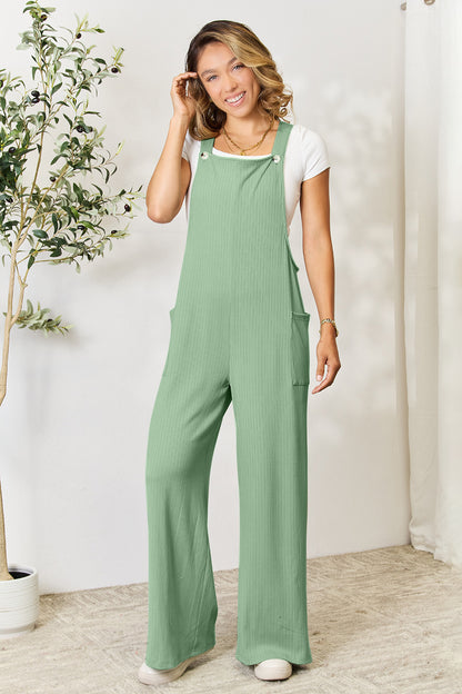 Double Take  Wide Strap Overall with Pockets