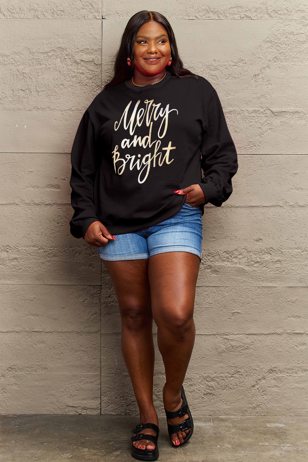 MERRY AND BRIGHT Graphic Sweatshirt