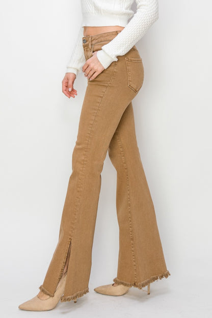 RISEN Bailey  High Waist Side Slit Flare Jeans