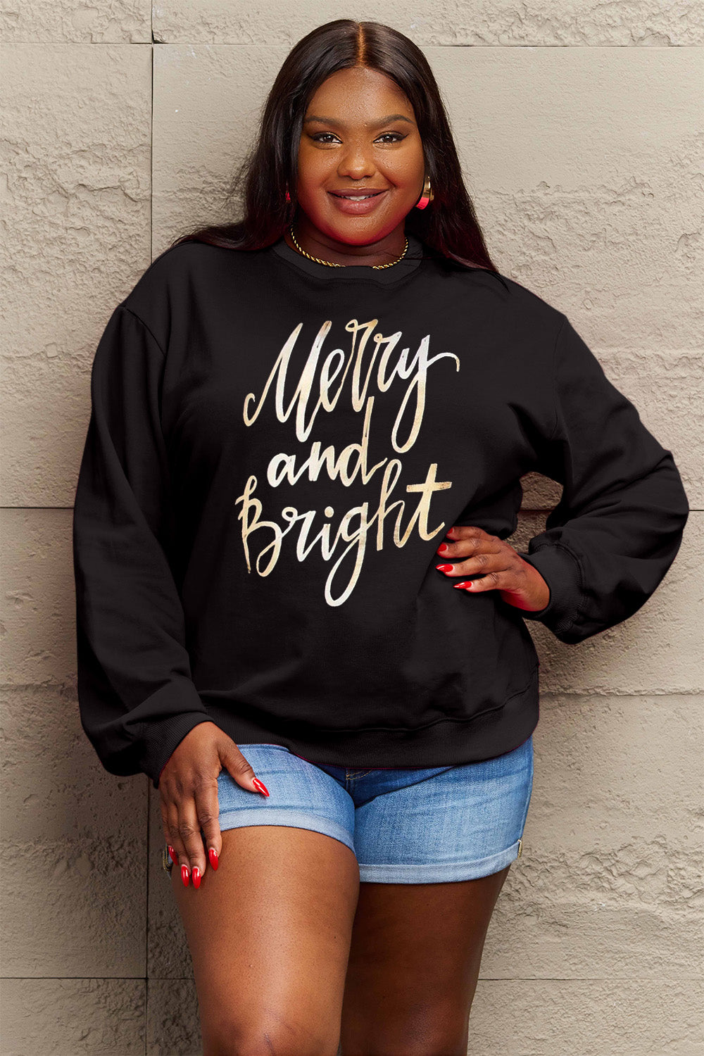 MERRY AND BRIGHT Graphic Sweatshirt