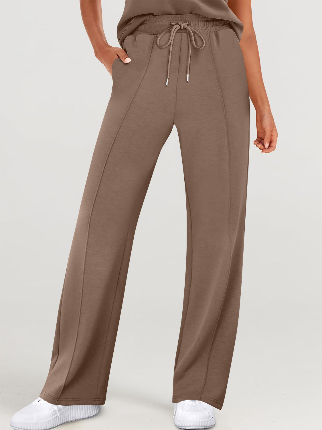 Round Neck Top and Drawstring Pants Set