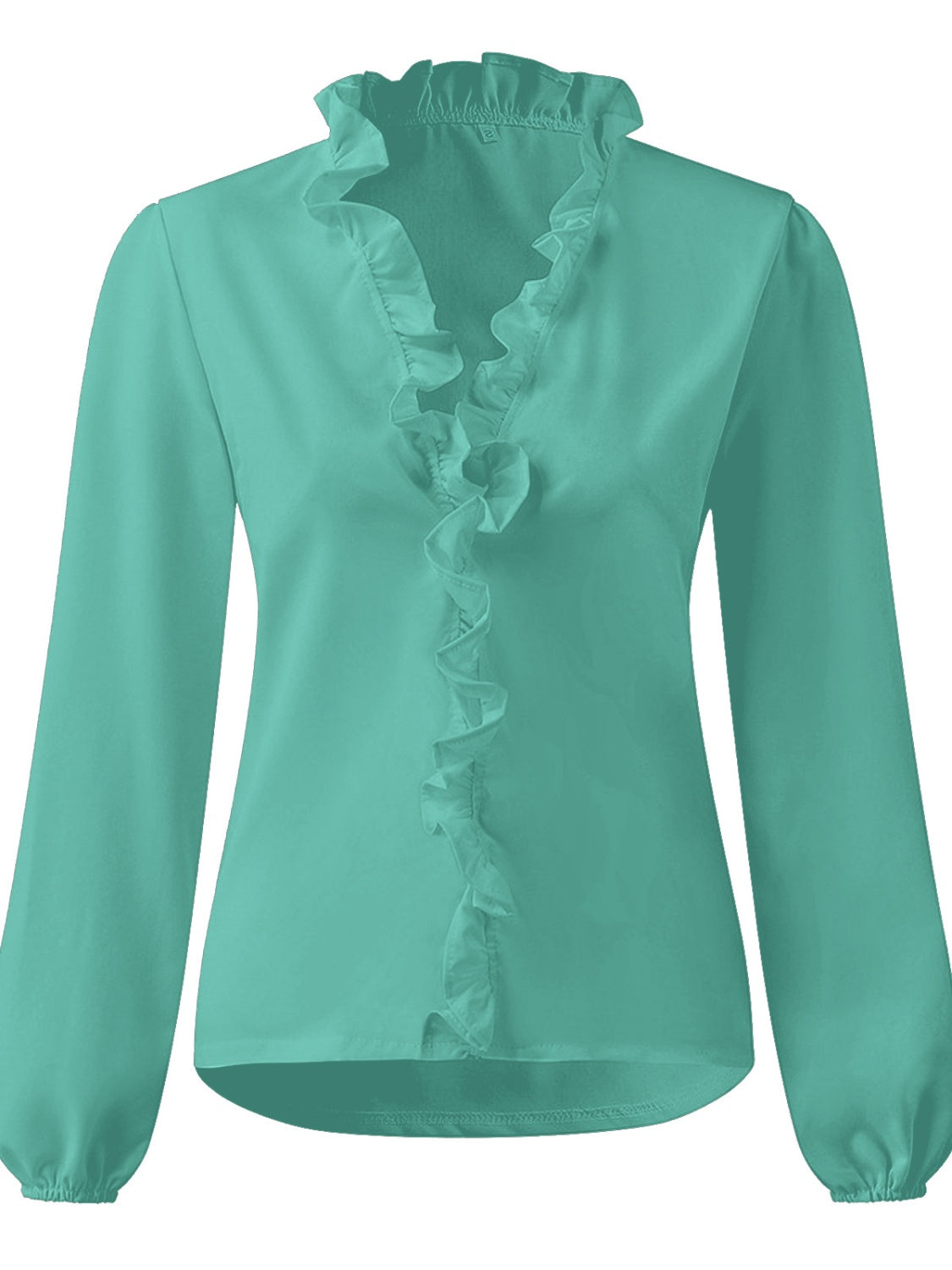 Ruffled V-Neck Long Sleeve Blouse