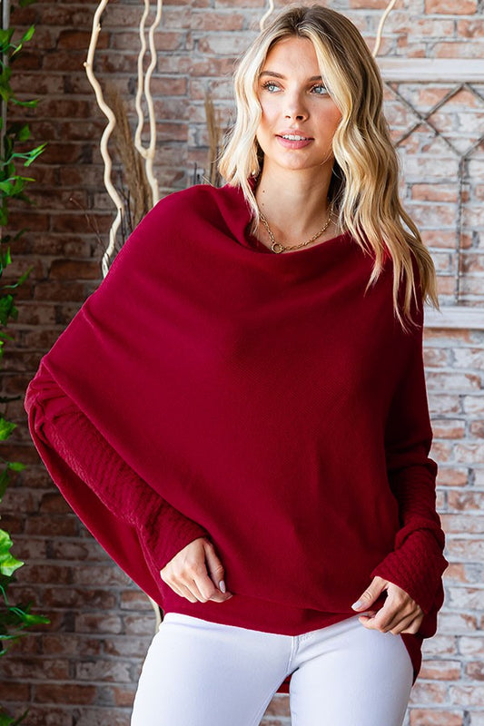 Asymmetrical Hem Dolman Sleeve Sweater