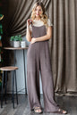 Ribbed Front Pocket Sleeveless Jumpsuit