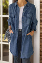 Pocketed Button Up Long Sleeve Denim Jacket