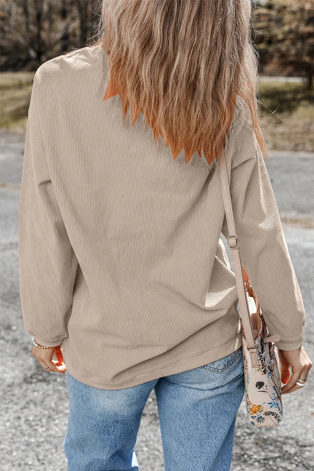 Sequin Boots Round Neck Long Sleeve Sweatshirt