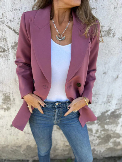 Collared Neck Long Sleeve Blazer