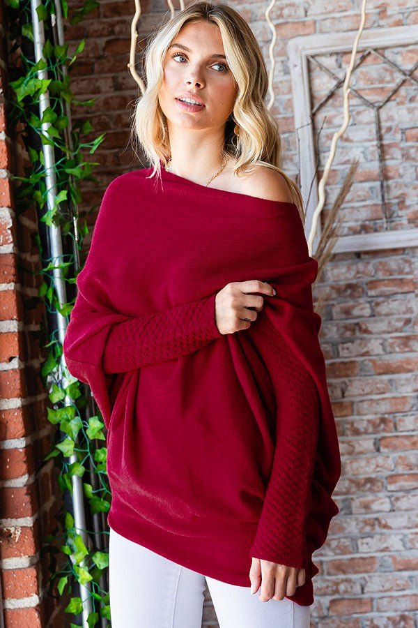 Asymmetrical Hem Dolman Sleeve Sweater