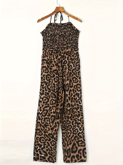 Sahara Leopard Halter Neck Jumpsuit