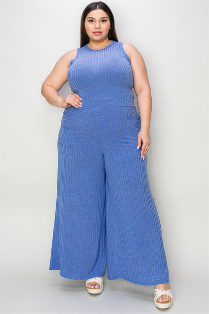 Basic Bae Ribbed Tank and Wide Leg Pants Set