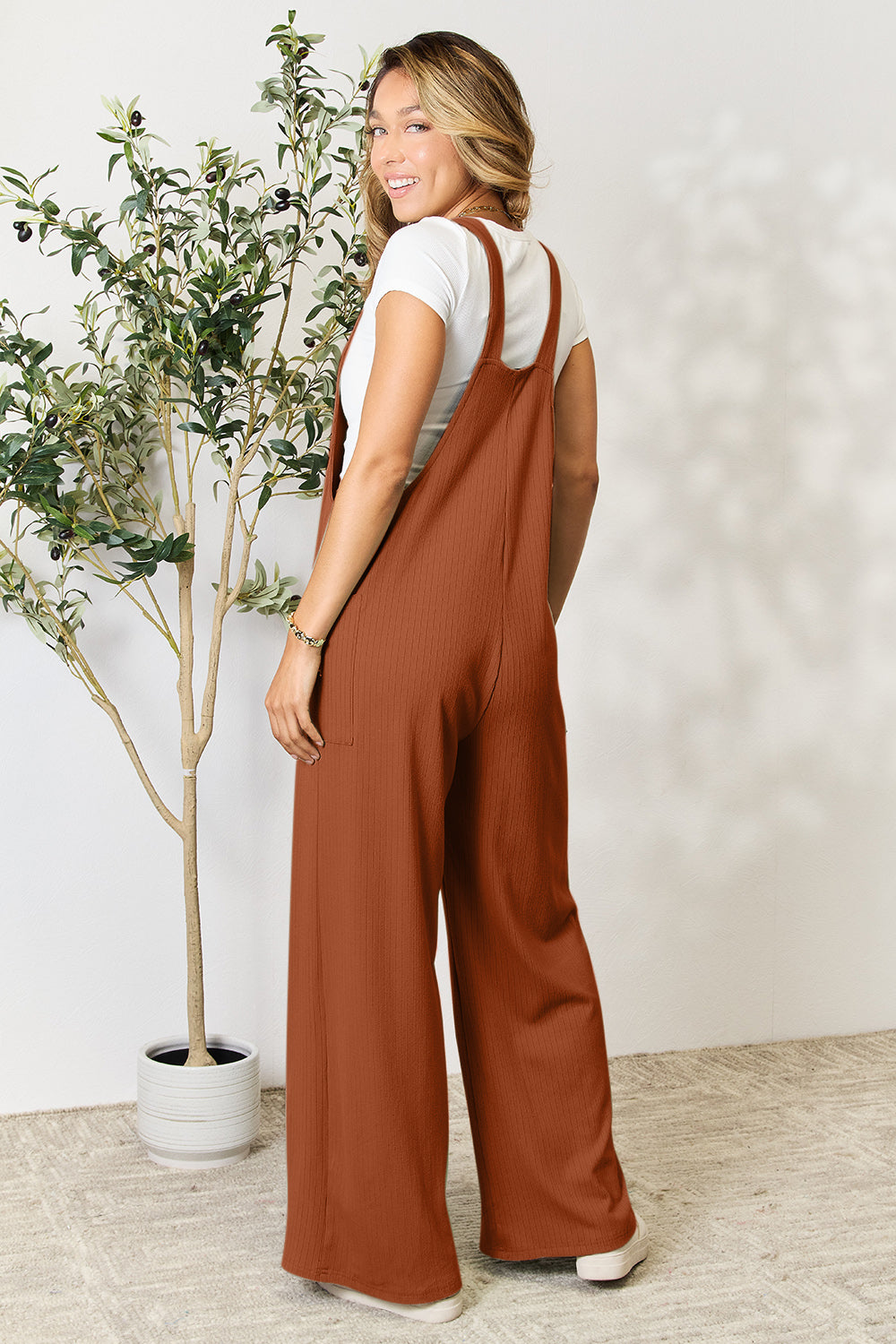 Double Take  Wide Strap Overall with Pockets