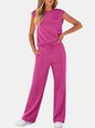 Round Neck Top and Drawstring Pants Set