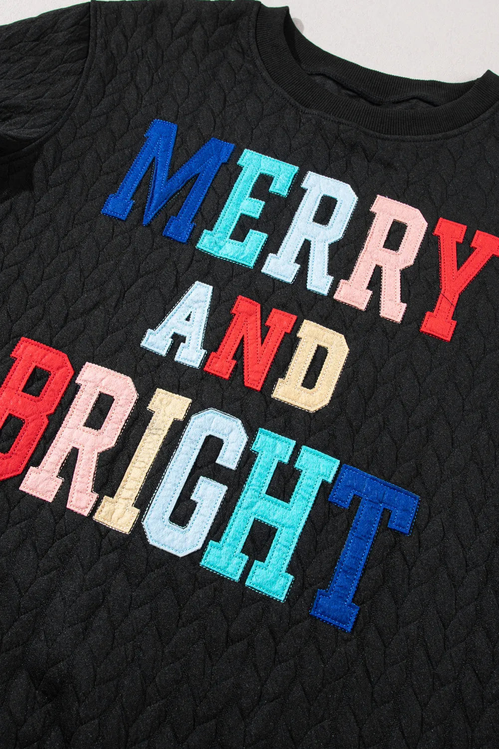 MERRY AND BRIGHT Cable Knit Pullover Sweatshirt