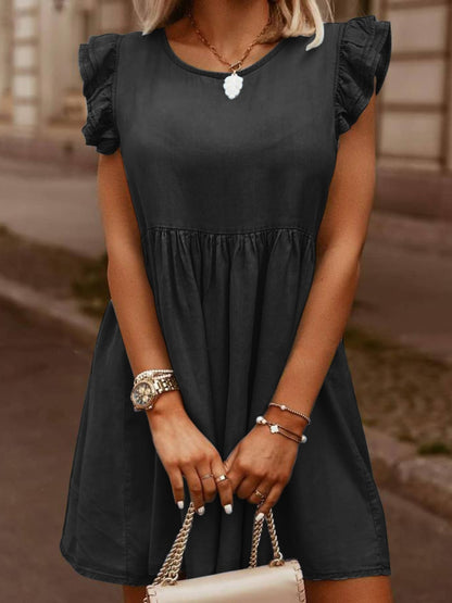 Ruffled Denim Dress