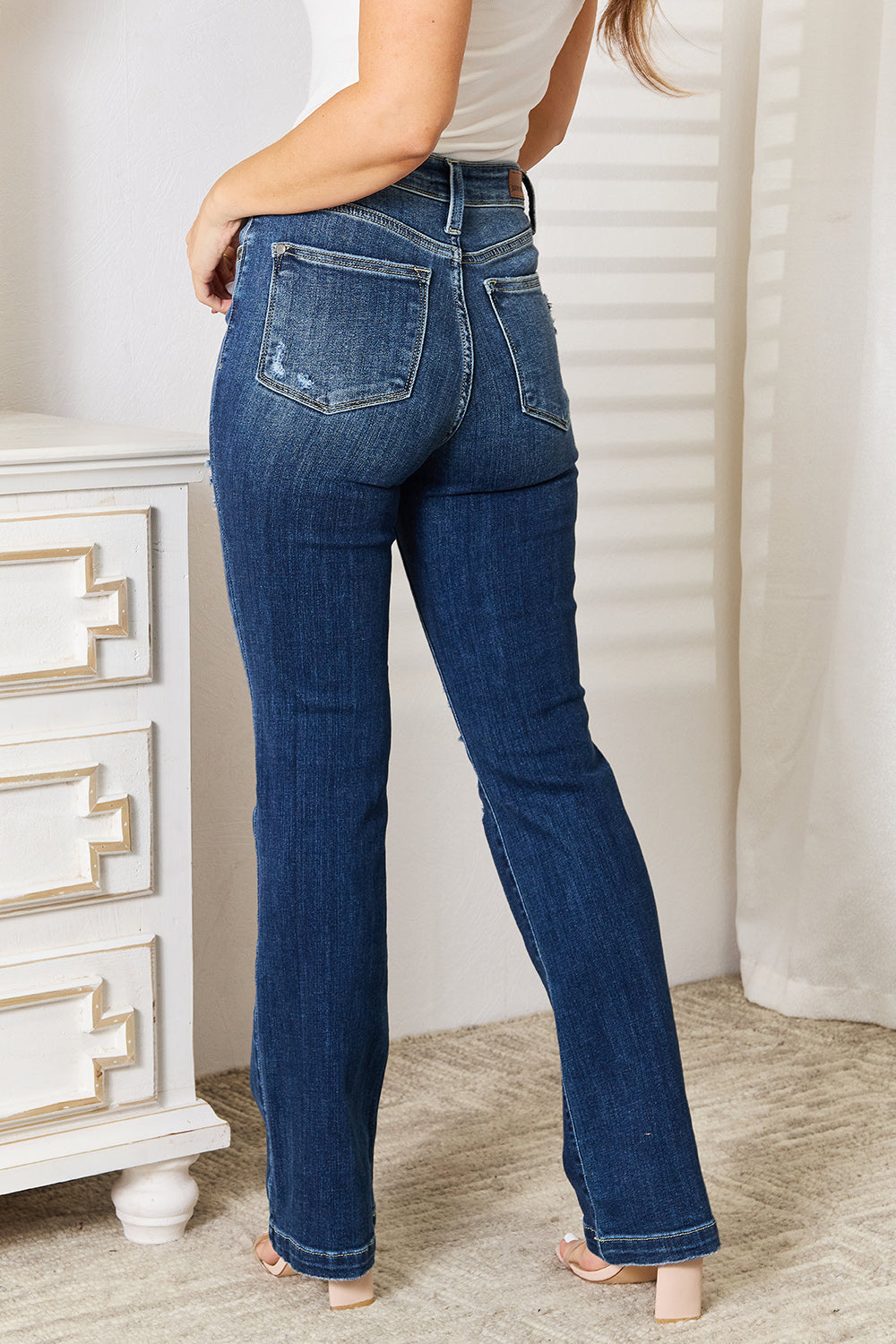 Judy Blue  Mid Rise Hand Sand & Destroy Bootcut Jeans