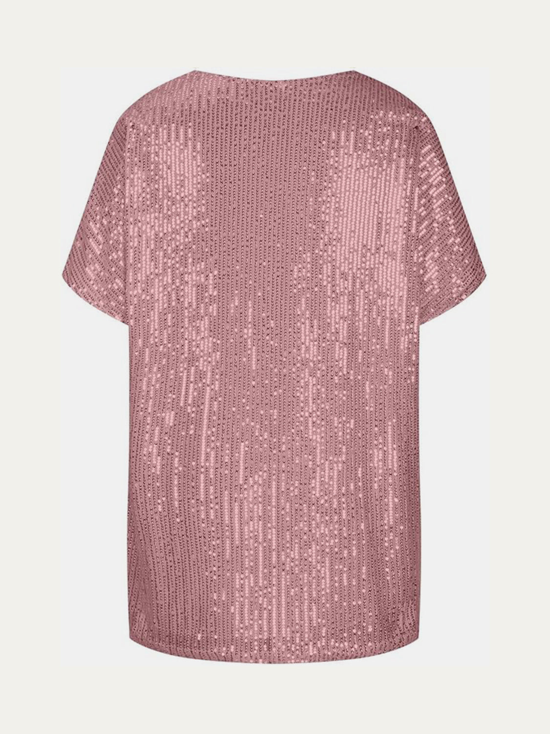 Sequin V-Neck Short Sleeve Top