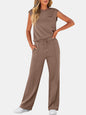 Round Neck Top and Drawstring Pants Set